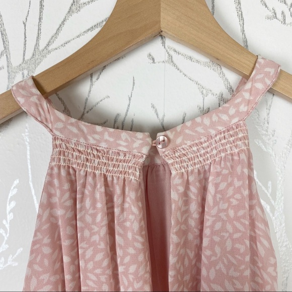 JAPNA Halter Style Fit and Flare Pleated Midi Dress Medium Pink White Vine Print - Picture 7 of 10